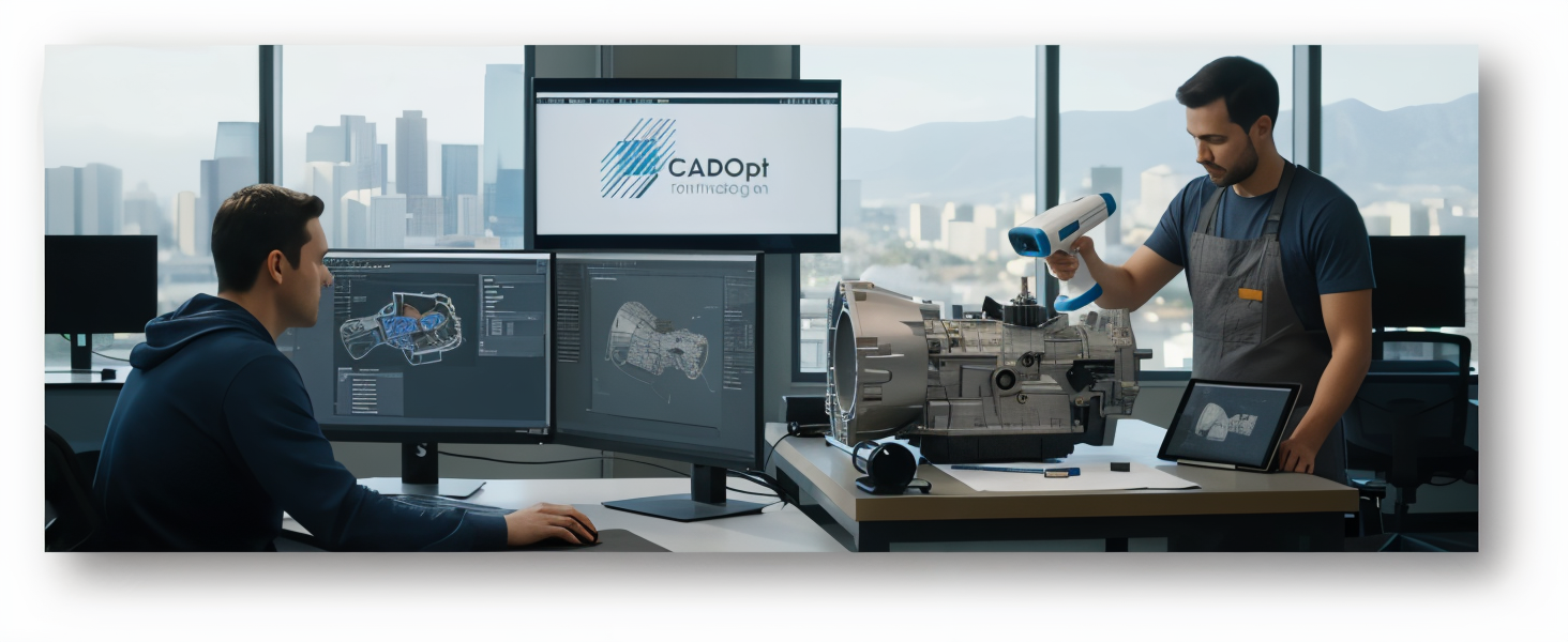 Engineer performing dimensional inspection on a scanned mechanical part