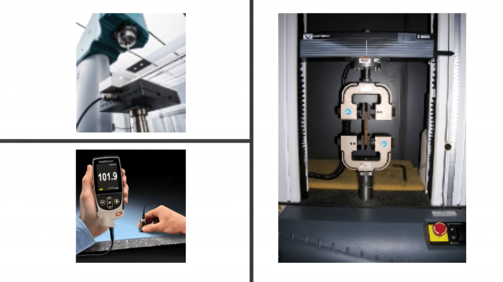 Laboratory equipment used for material hardness and tensile testing