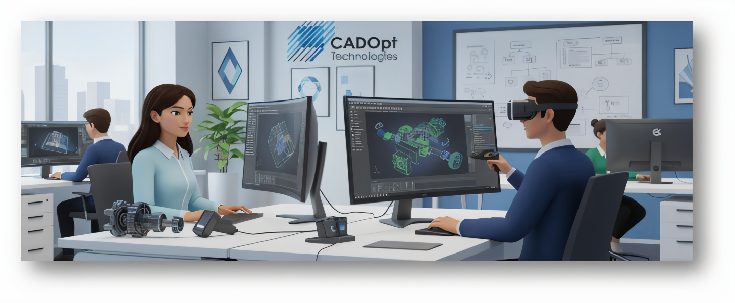 Scanned point-cloud data of a mechanical part being reconstructed into a parametric CAD model