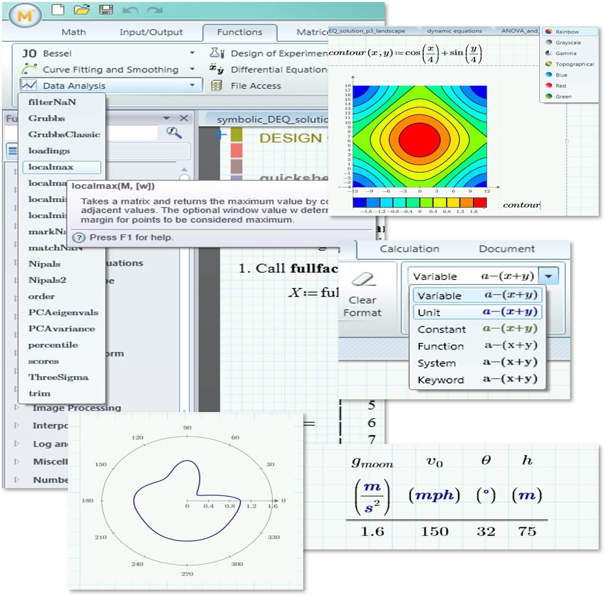 PTC Mathcad document combining math notation, plots and text